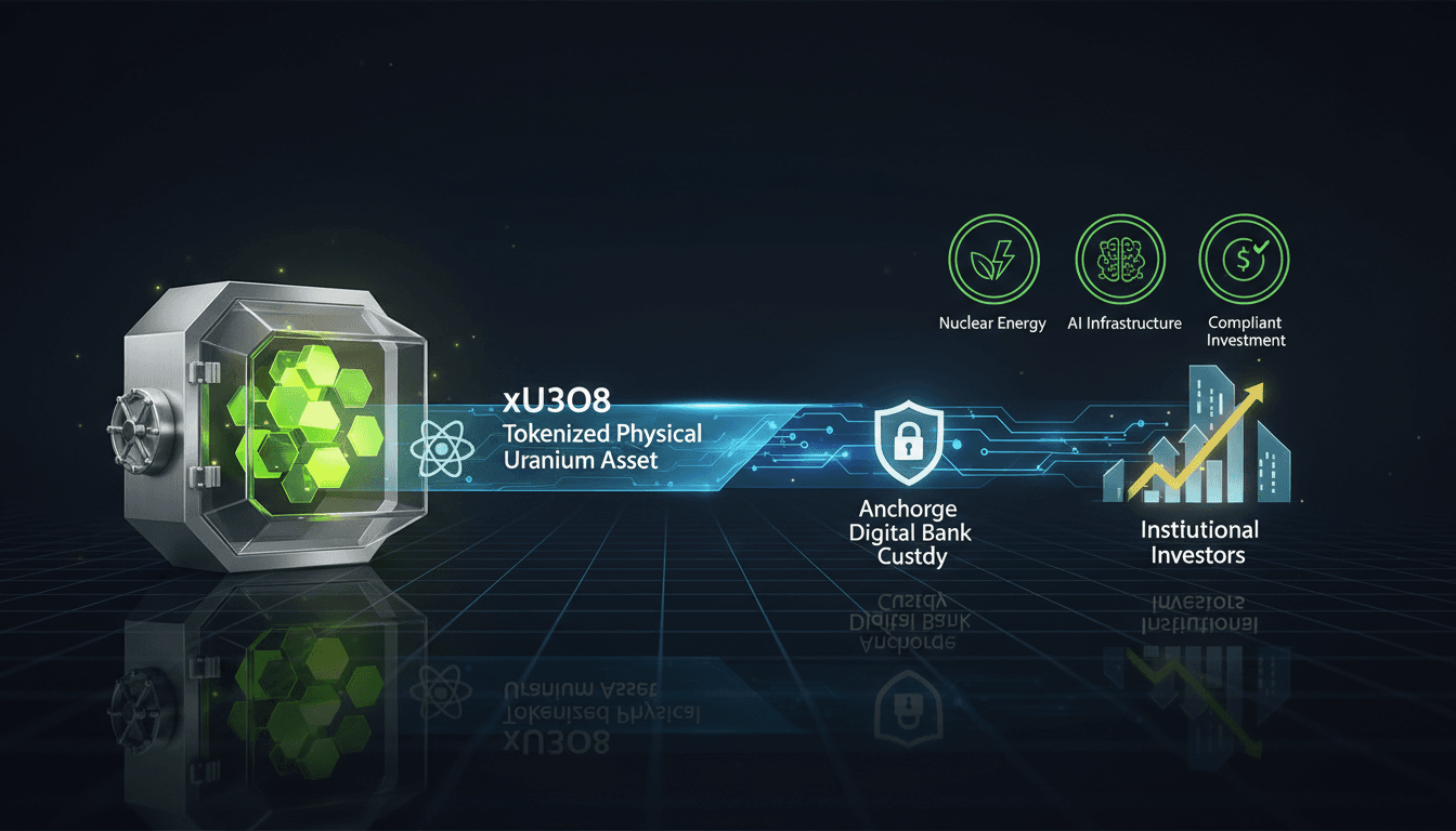 Infographic showing the process of tokenized uranium custody by Anchorage Digital Bank.
