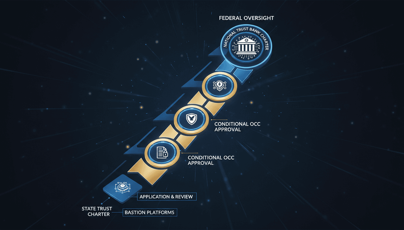 Infographic showing Bastion's OCC approval process and its implications for digital assets.