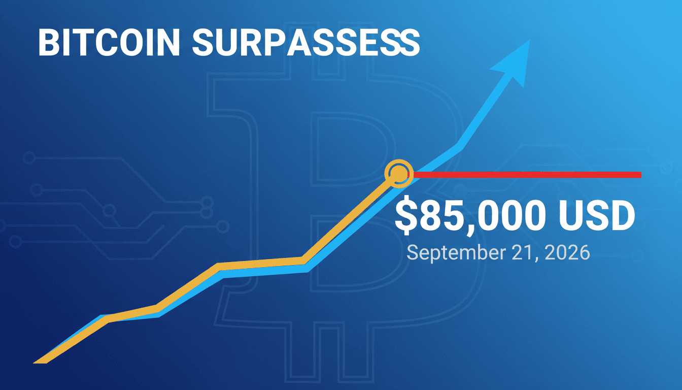 A graph depicting Bitcoin's price movement with a focus on the $85,000 milestone.