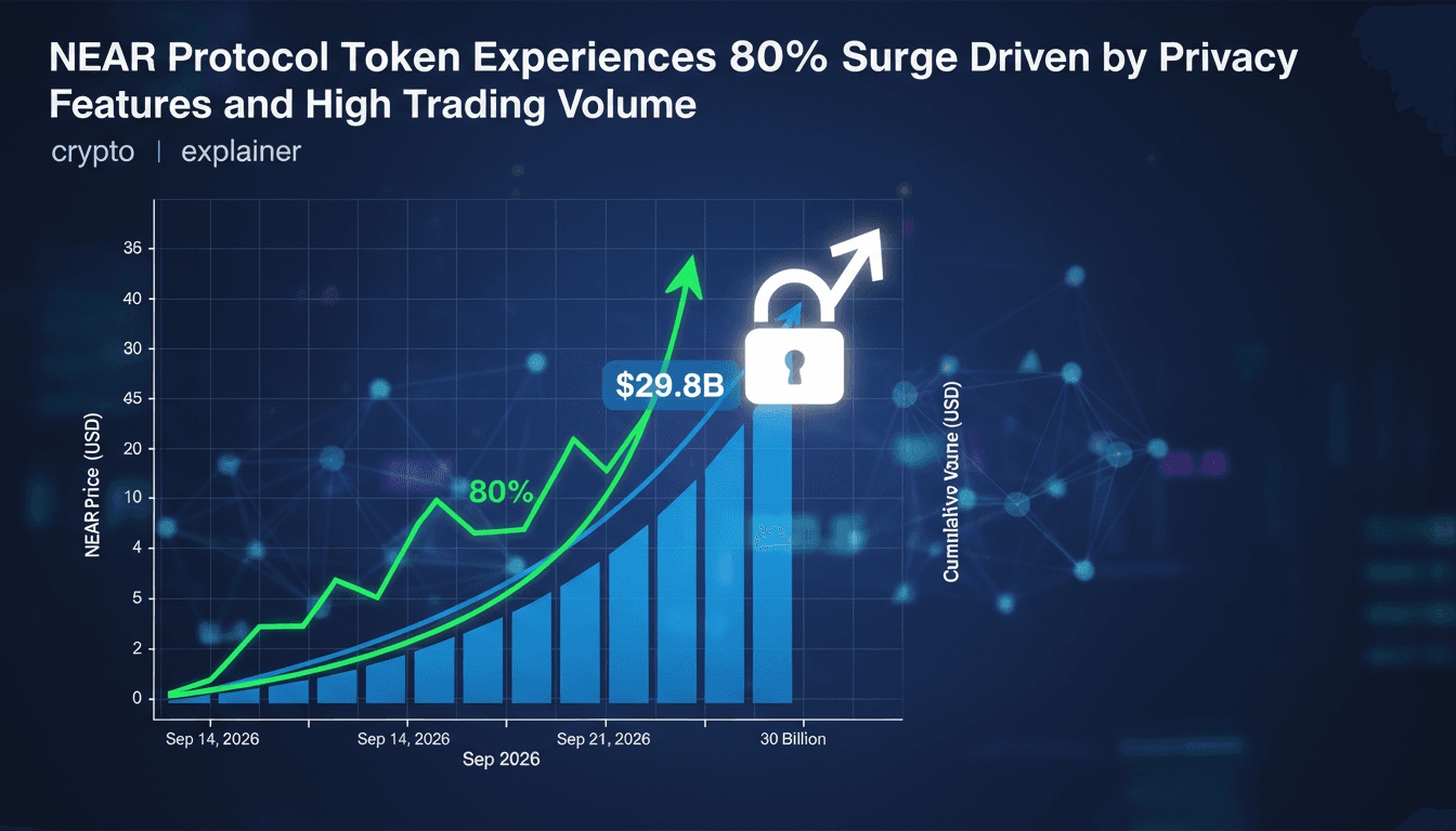A chart showing NEAR Protocol's token price surge and trading volume trends.