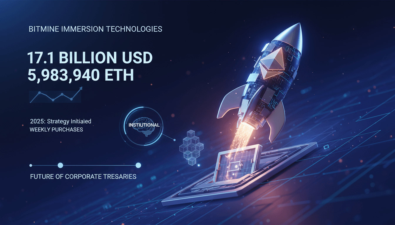 Infographic illustrating BitMine's Ethereum treasury growth and its impact on corporate finance.