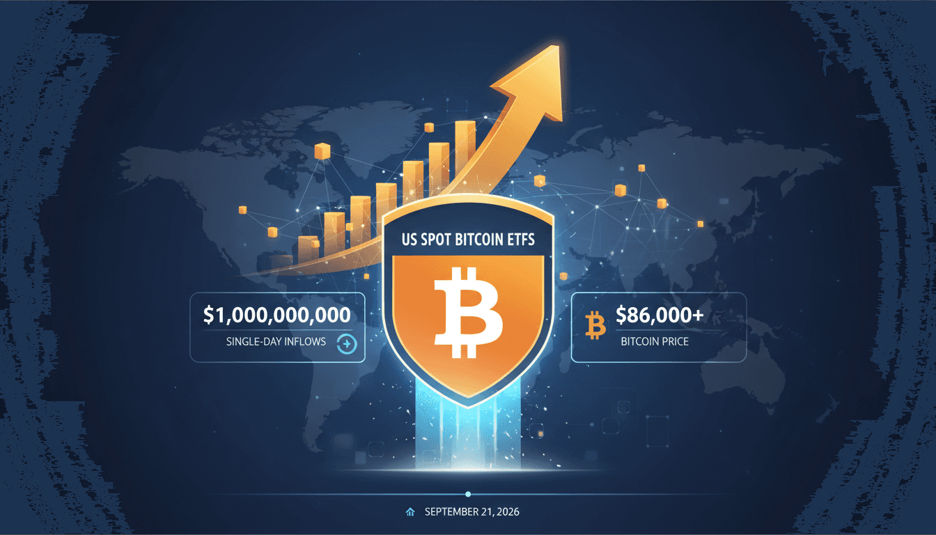 Infographic showing Bitcoin ETF inflows and their impact on institutional investment strategies.