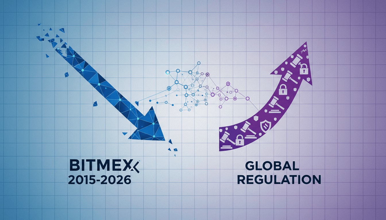 A graphic showing the closure of BitMEX and its impact on cryptocurrency trading trends.