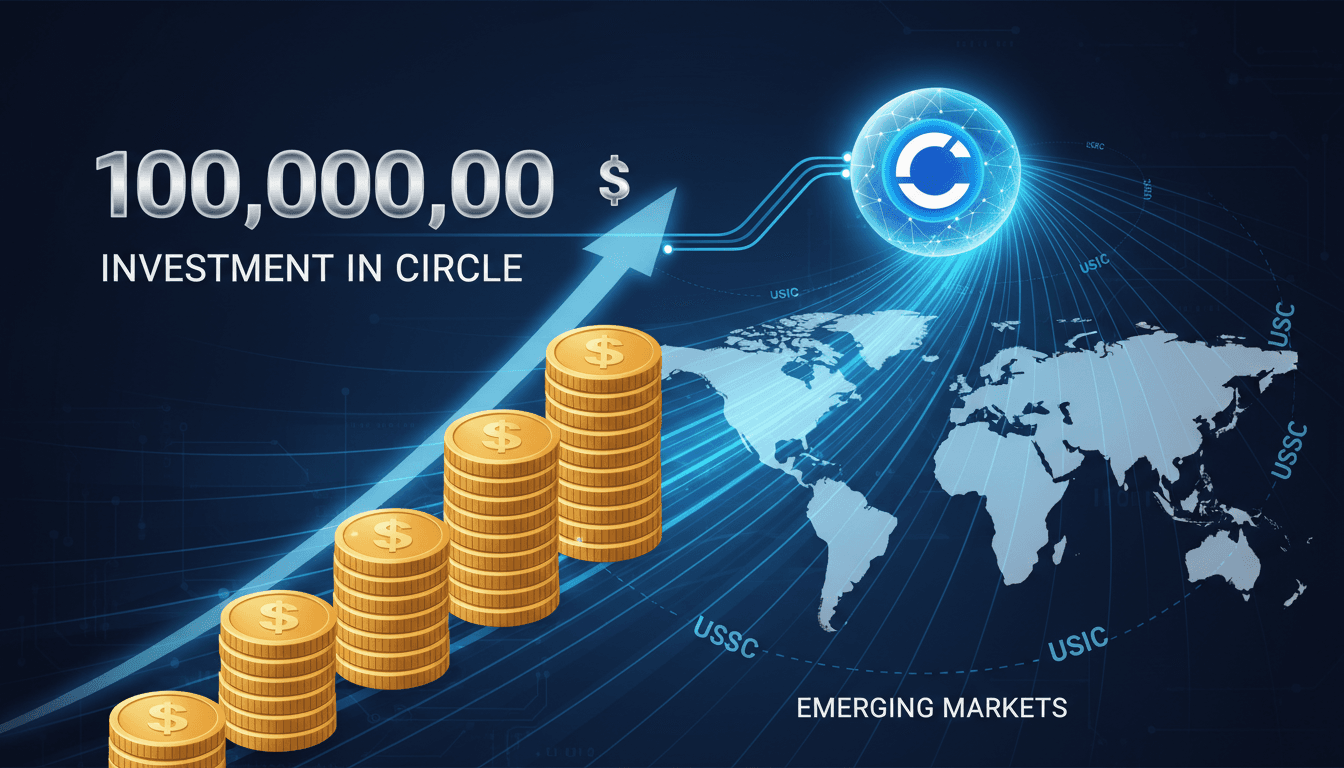 A graphic illustrating Binance's $100 million investment in Circle and its impact on USDC adoption.