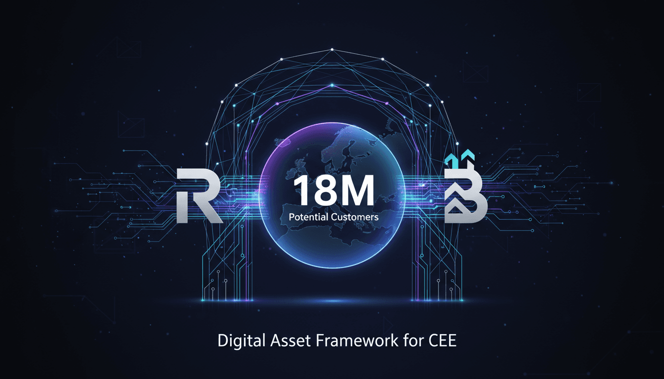 Infographic illustrating Raiffeisen Bank's partnership with Bitpanda for crypto access to 18 million customers.