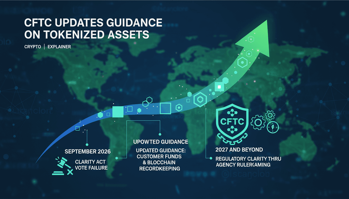 Infographic showing the growth of tokenized assets and CFTC regulatory changes.