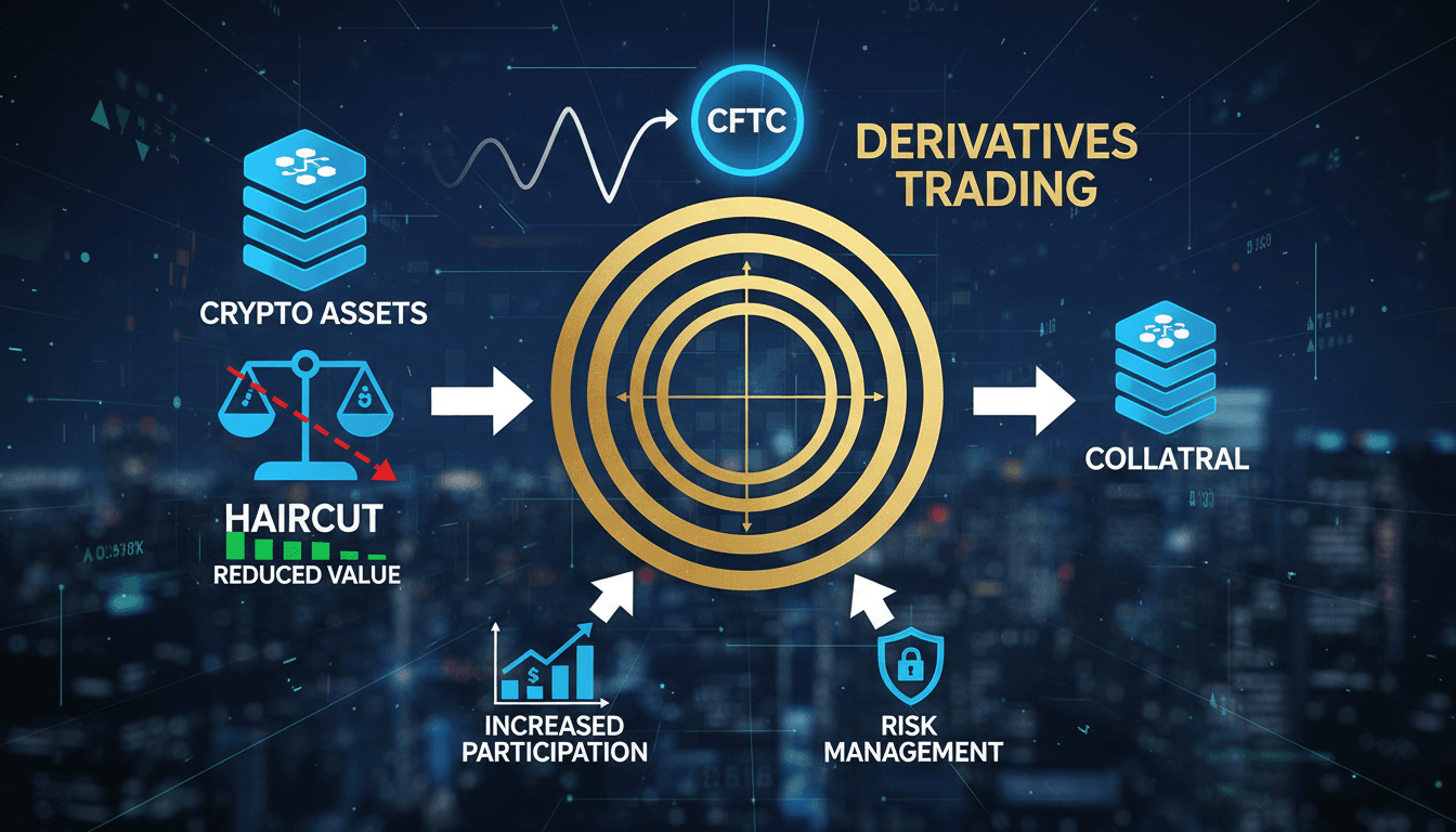 Infographic showing CFTC's crypto collateral guidance and haircut rules in derivatives trading.