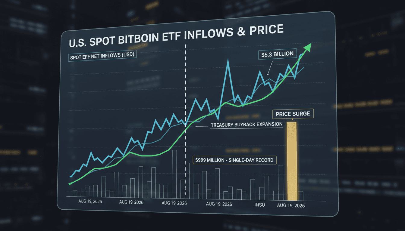 A chart showing the inflow trends of U.S. spot Bitcoin ETFs and Bitcoin price movements.