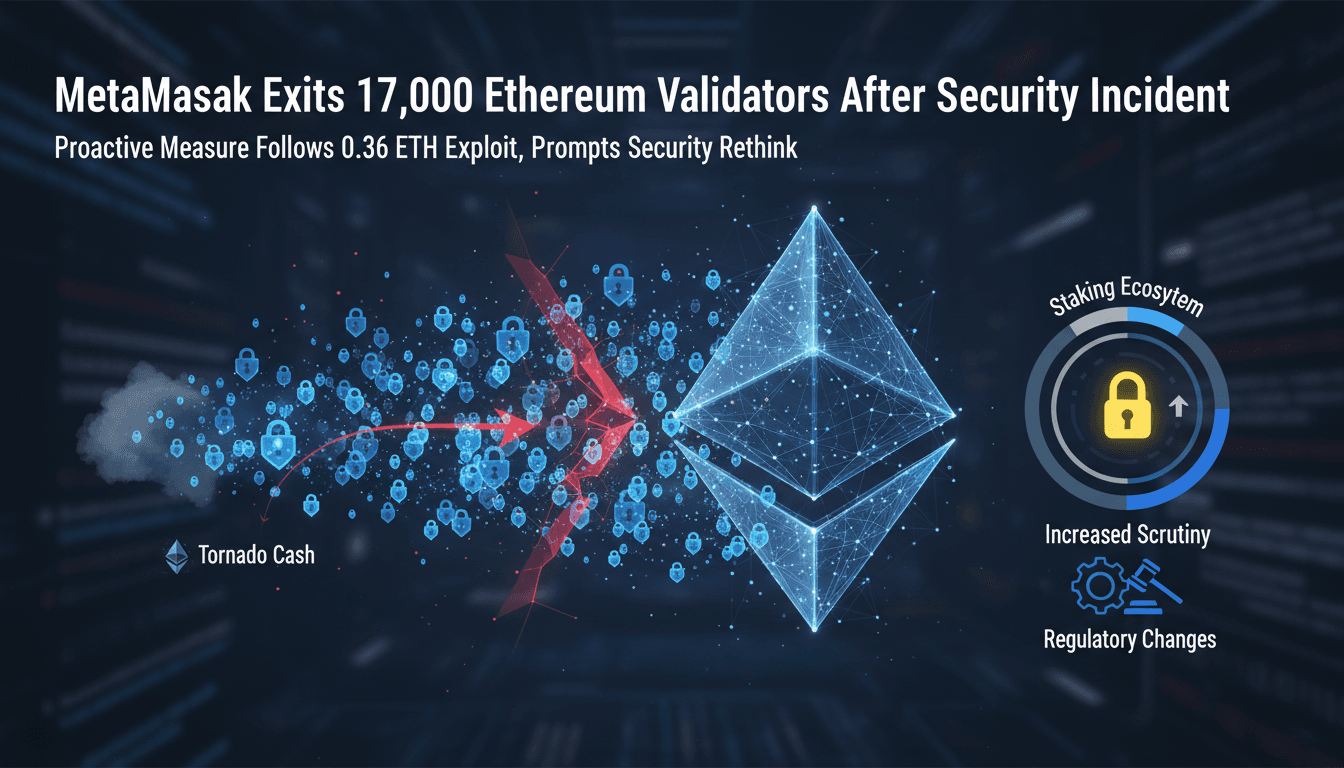Infographic showing MetaMask's validator exit process and its impact on Ethereum staking rewards.