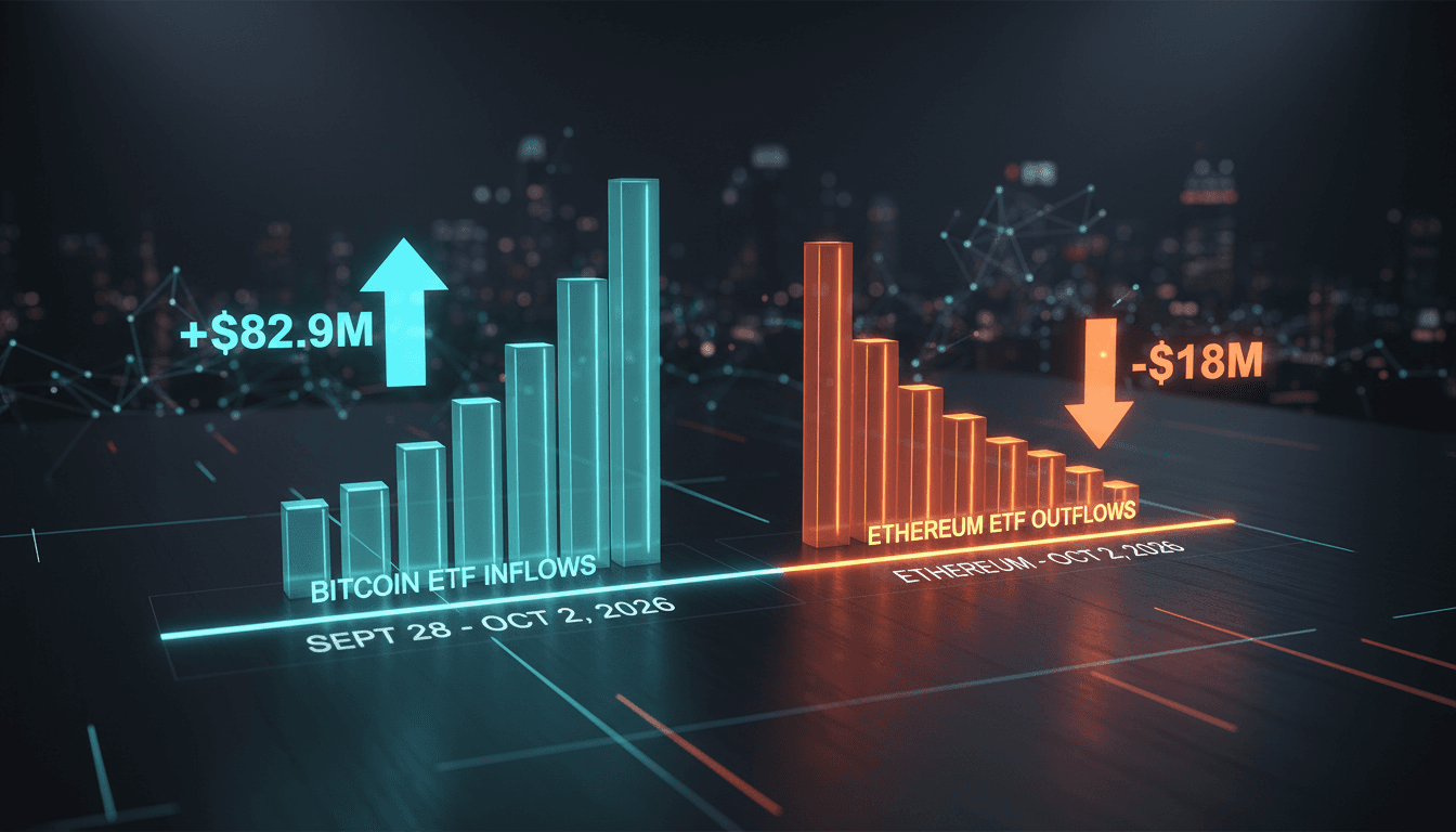 A chart showing the contrasting flows of Bitcoin and Ethereum ETFs, highlighting the recent trends in the crypto market.