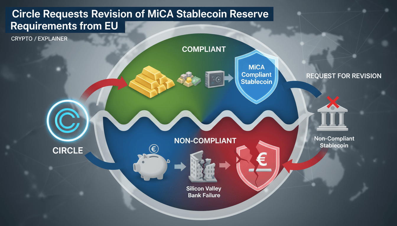 Infographic showing compliance landscape of stablecoins under MiCA regulations, highlighting compliant and non-compliant tokens.