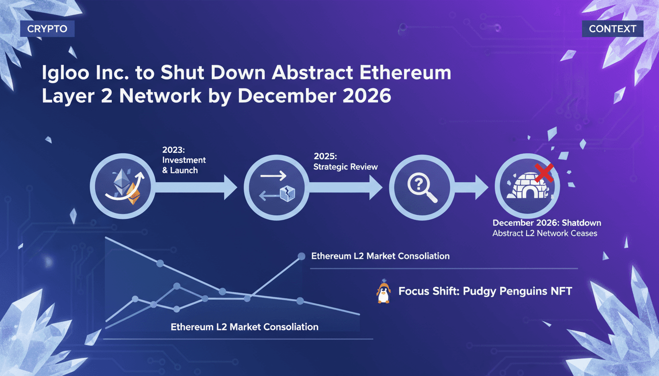 Infographic detailing Igloo Inc.'s Abstract Ethereum Layer 2 network shutdown and market trends.