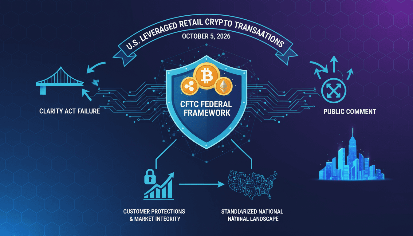 Infographic showing CFTC's proposed regulatory frameworks for leveraged crypto trading.
