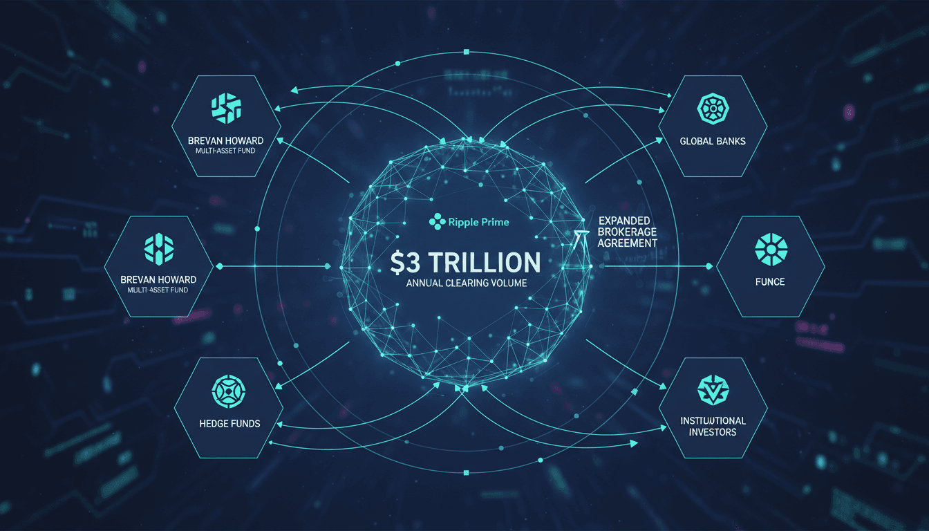 Infographic showing Ripple Prime's $3 trillion clearing volume and its impact on XRP demand.