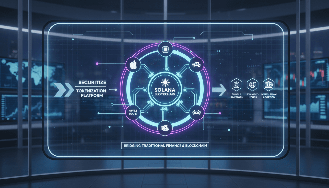 Infographic showing the flow of tokenized equity trading on Solana, highlighting key players and processes.