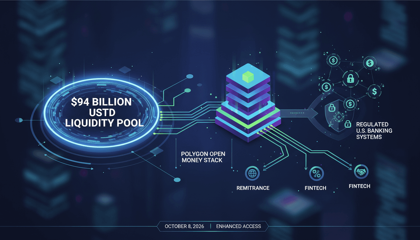 Infographic illustrating Polygon's integration of TRON USDT liquidity into its Open Money Stack.