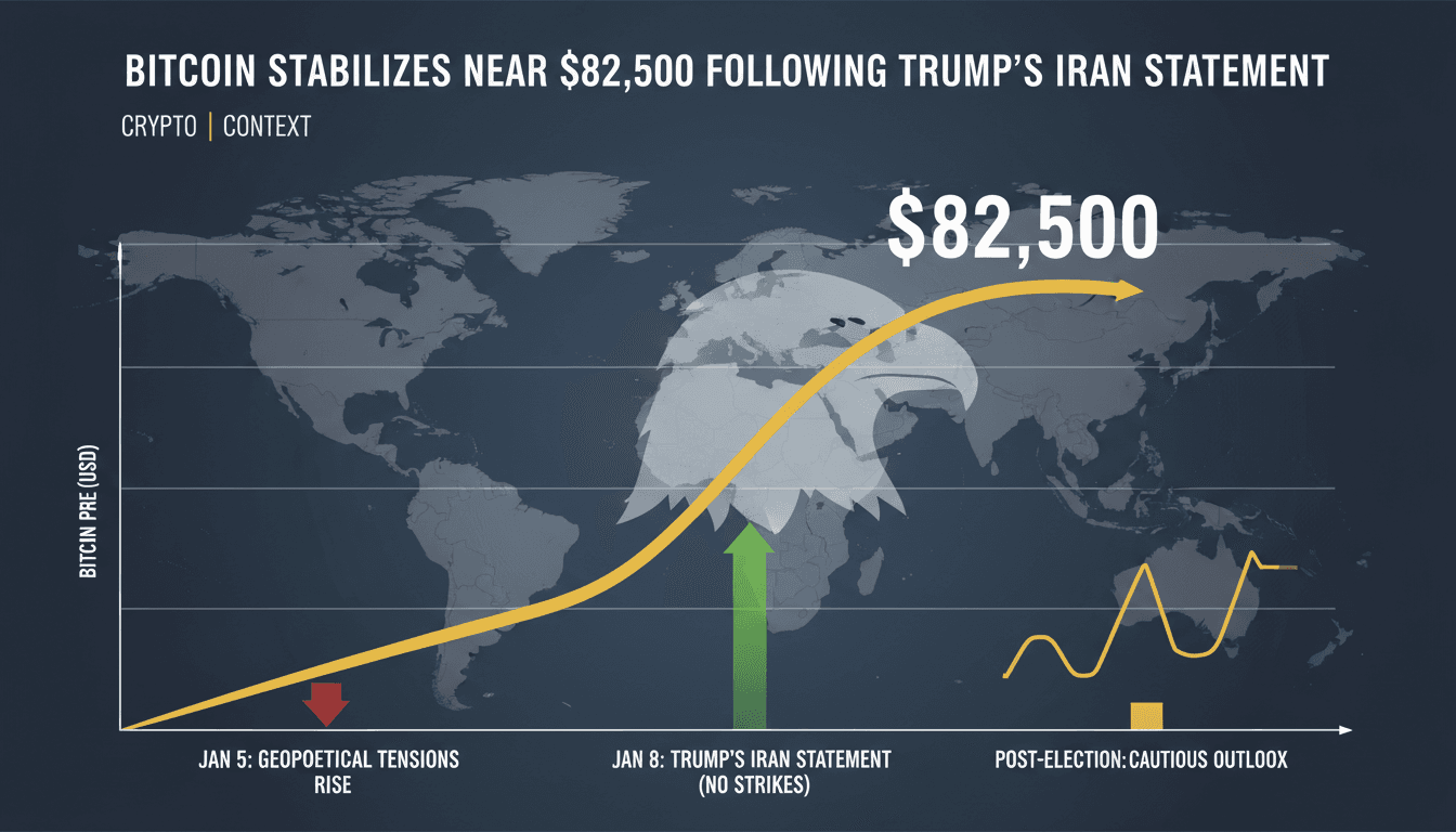A graph depicting Bitcoin's price recovery following Trump's announcement regarding Iran.
