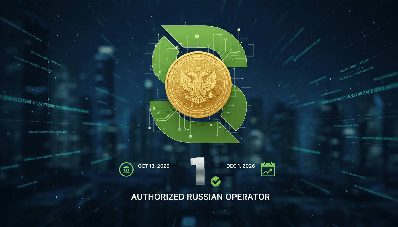 Sberbank logo with cryptocurrency symbols representing Bitcoin, Ether, and Tether.