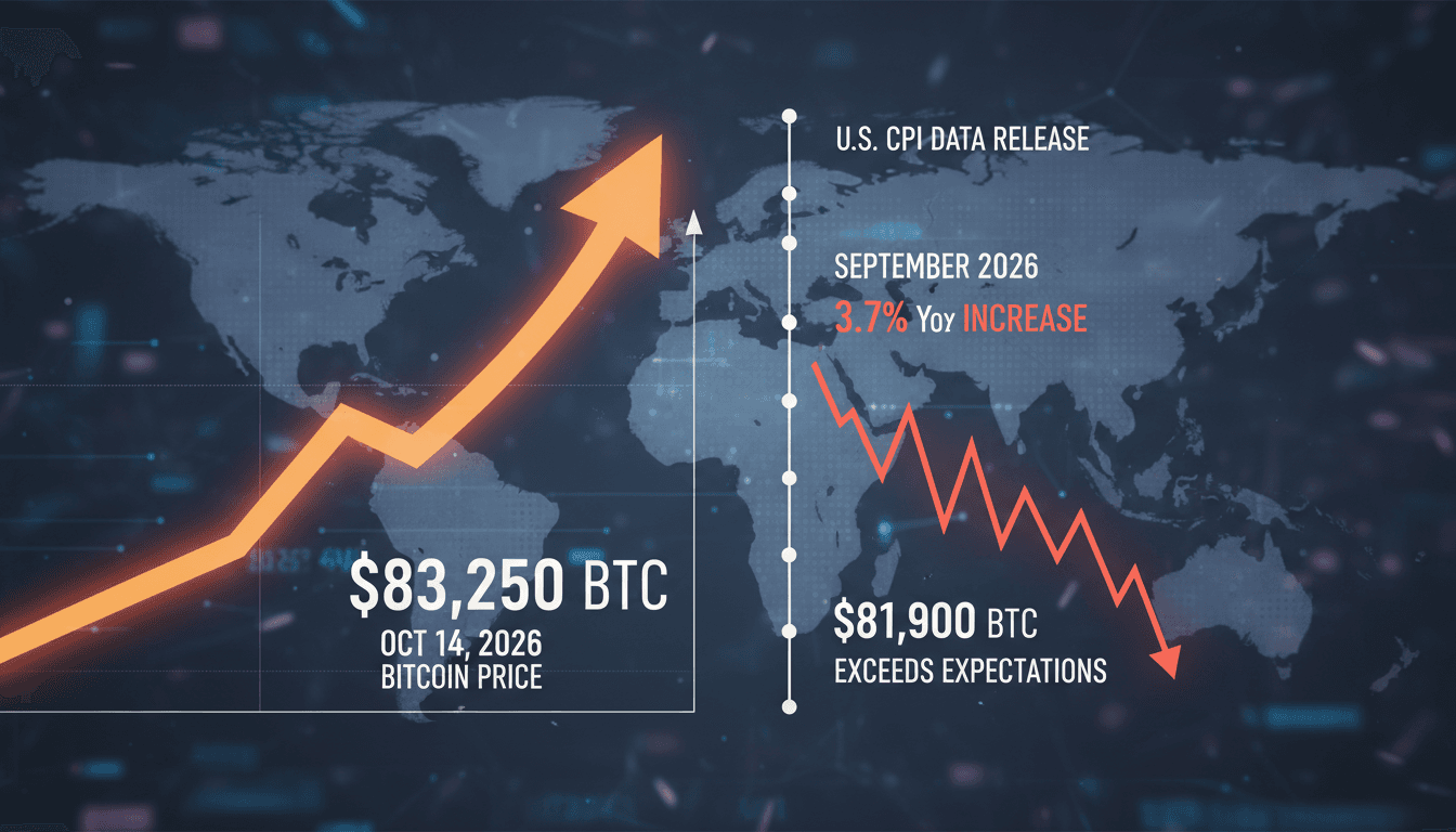 Bitcoin price chart showing stability above $83,000 amid CPI data release.