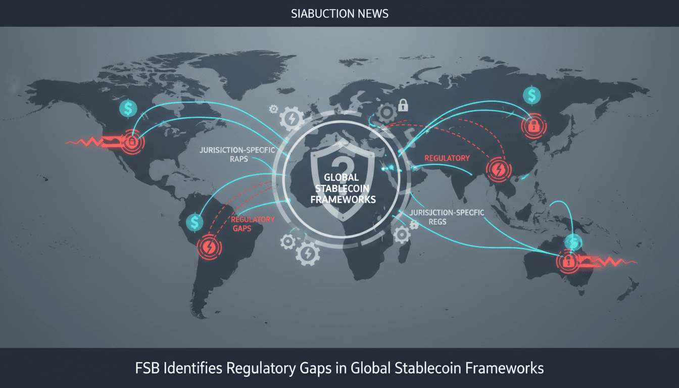 Infographic showing stablecoin flow and regulatory gaps across borders.