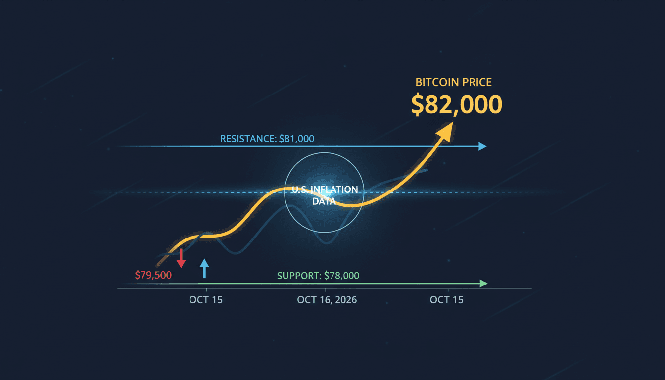 A graph illustrating Bitcoin's price recovery above $82,000 following U.S. inflation data.