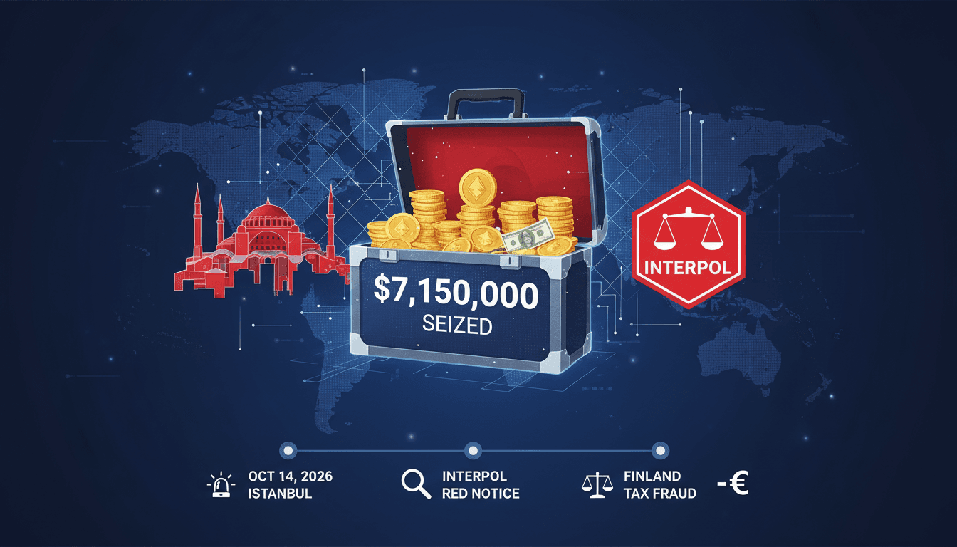 Infographic detailing the $7.15 million seized from HEX founder Richard Heart during his detention in Istanbul.