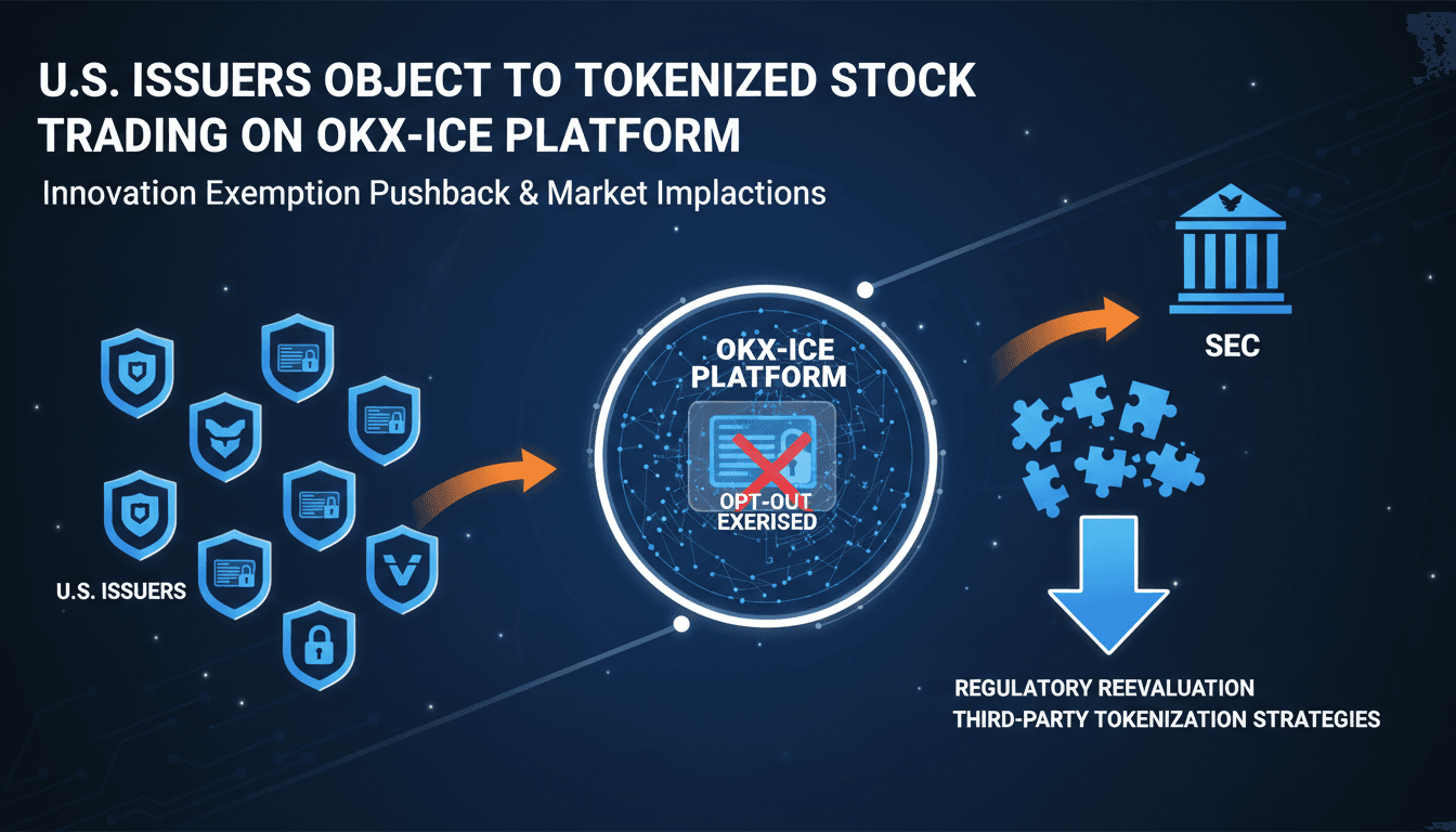 Infographic showing issuer objections to SEC tokenized stock framework and its market implications.
