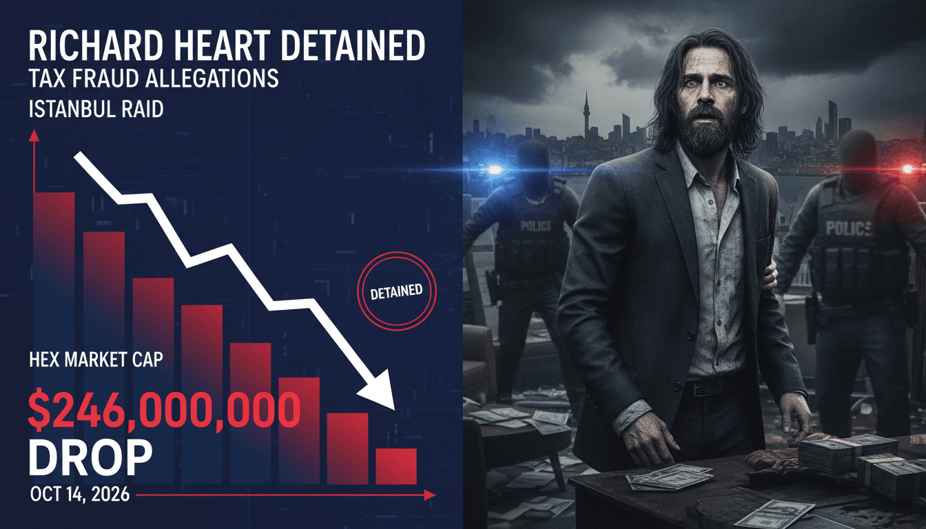 Richard Heart's detention in Istanbul impacting HEX's market cap drop.