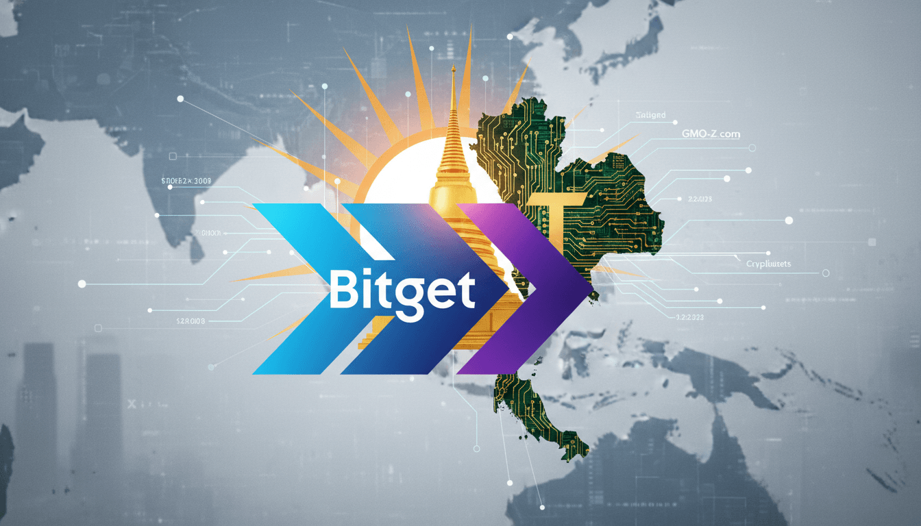 A visual representation of Bitget's acquisition of GMO-Z.com Cryptonomics in Thailand's digital asset market.