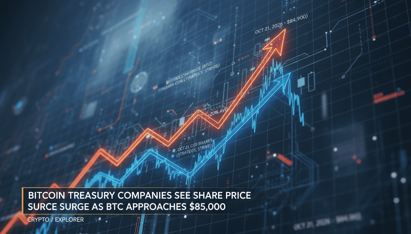 A chart showing the surge in bitcoin treasury companies' stock prices alongside bitcoin's price rebound.