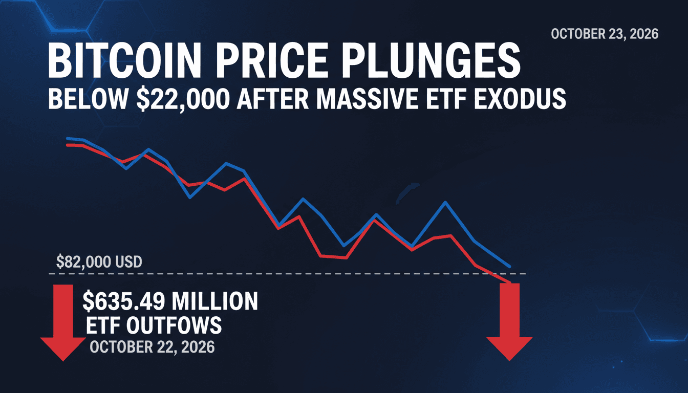 A visual representation of Bitcoin's price decline and ETF outflows, focusing on the $635.49 million figure.