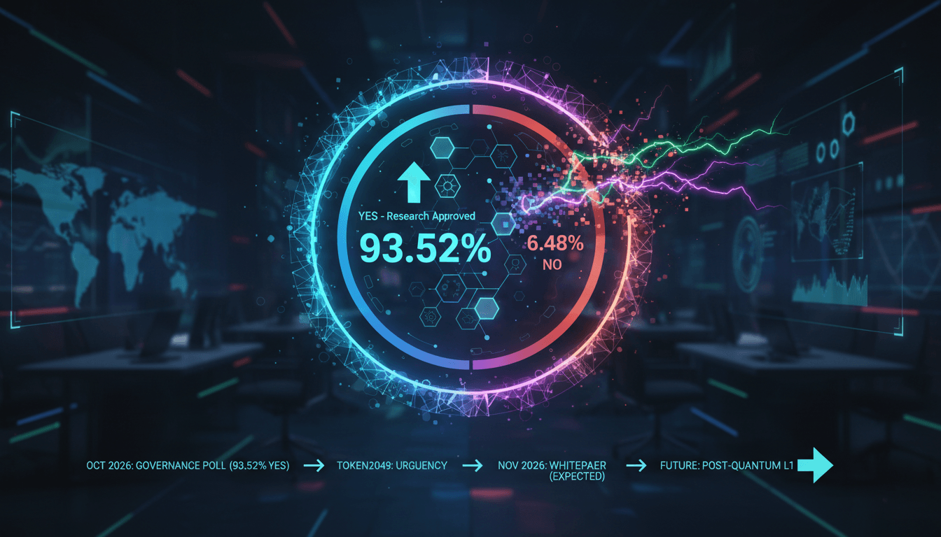 Infographic showing Starknet governance poll results and implications for blockchain security.
