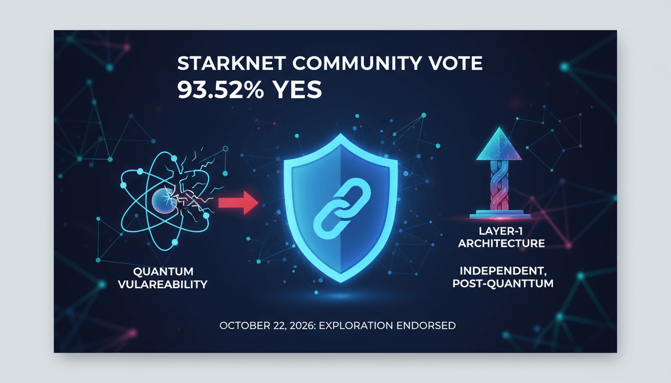 Starknet governance poll results highlighting the push for post-quantum Layer-1 architecture.