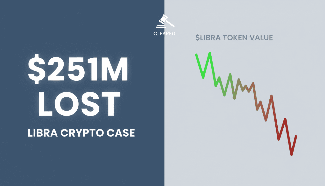 Minimalist financial chart showing the rise and collapse of the Libra token tied to Javier Milei investigation