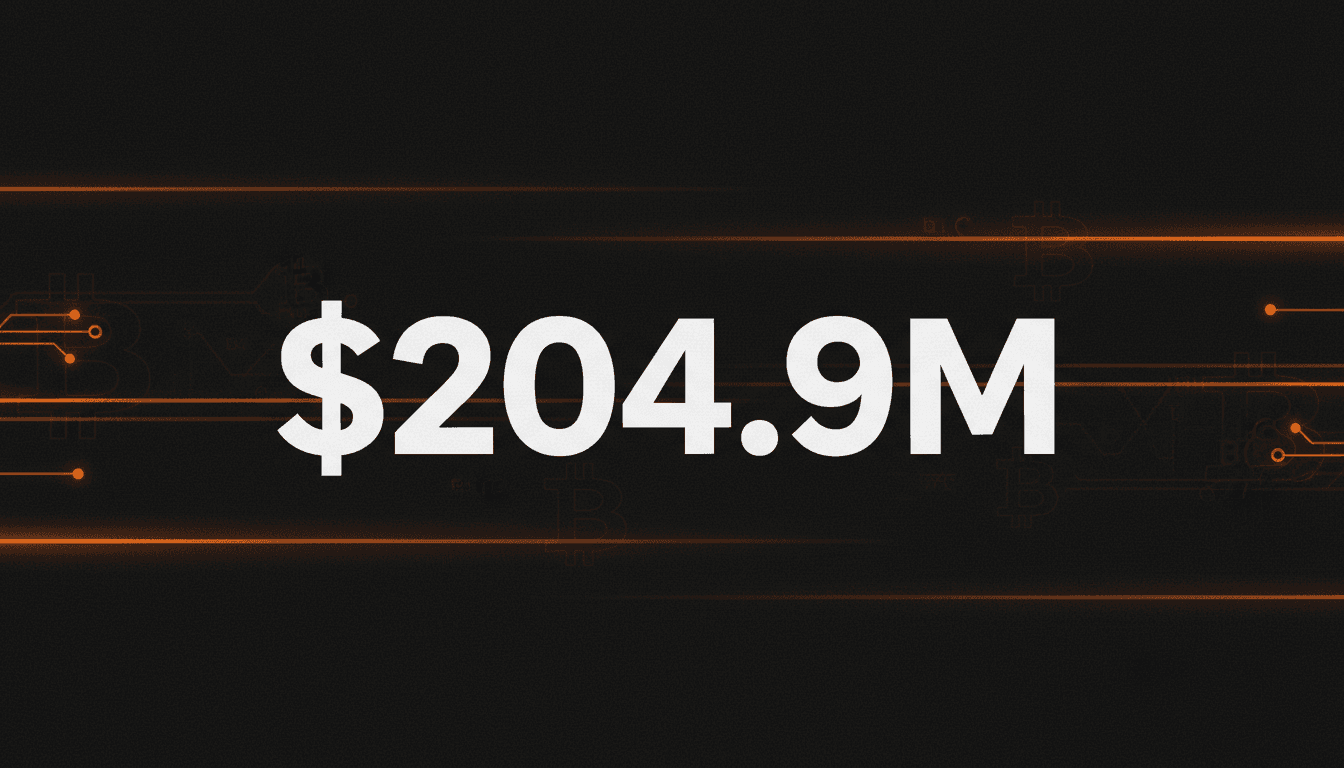 Minimalist financial graphic highlighting the 205 million dollar Strategy preferred stock buyback and paused Bitcoin reserves.
