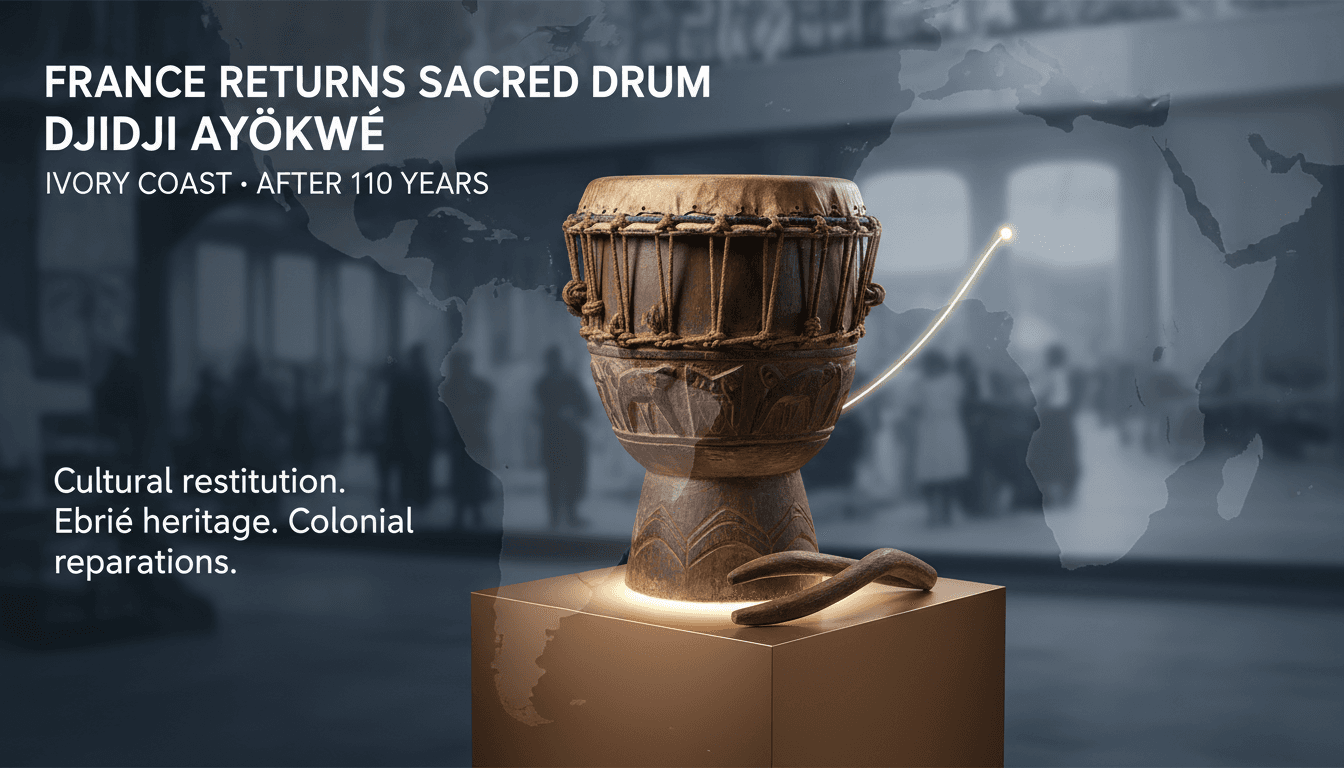 France Returns Sacred Djidji Ayôkwé Drum to Ivory Coast After 110 Years