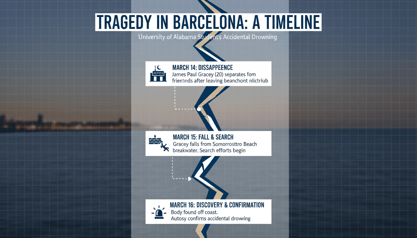 Accidental drowning of University of Alabama student in Barcelona