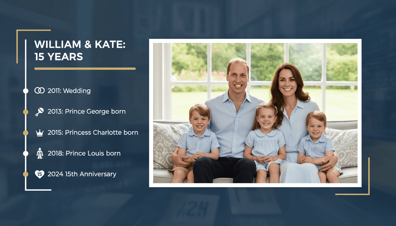 Prince William and Kate Middleton celebrate 15th wedding anniversary with family photo