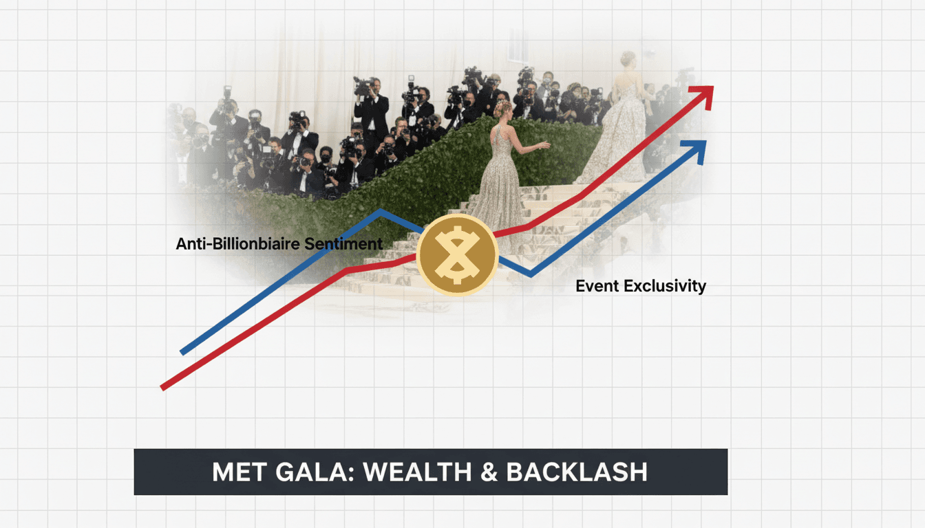 Protesters at the Met Gala highlighting anti-billionaire sentiment.