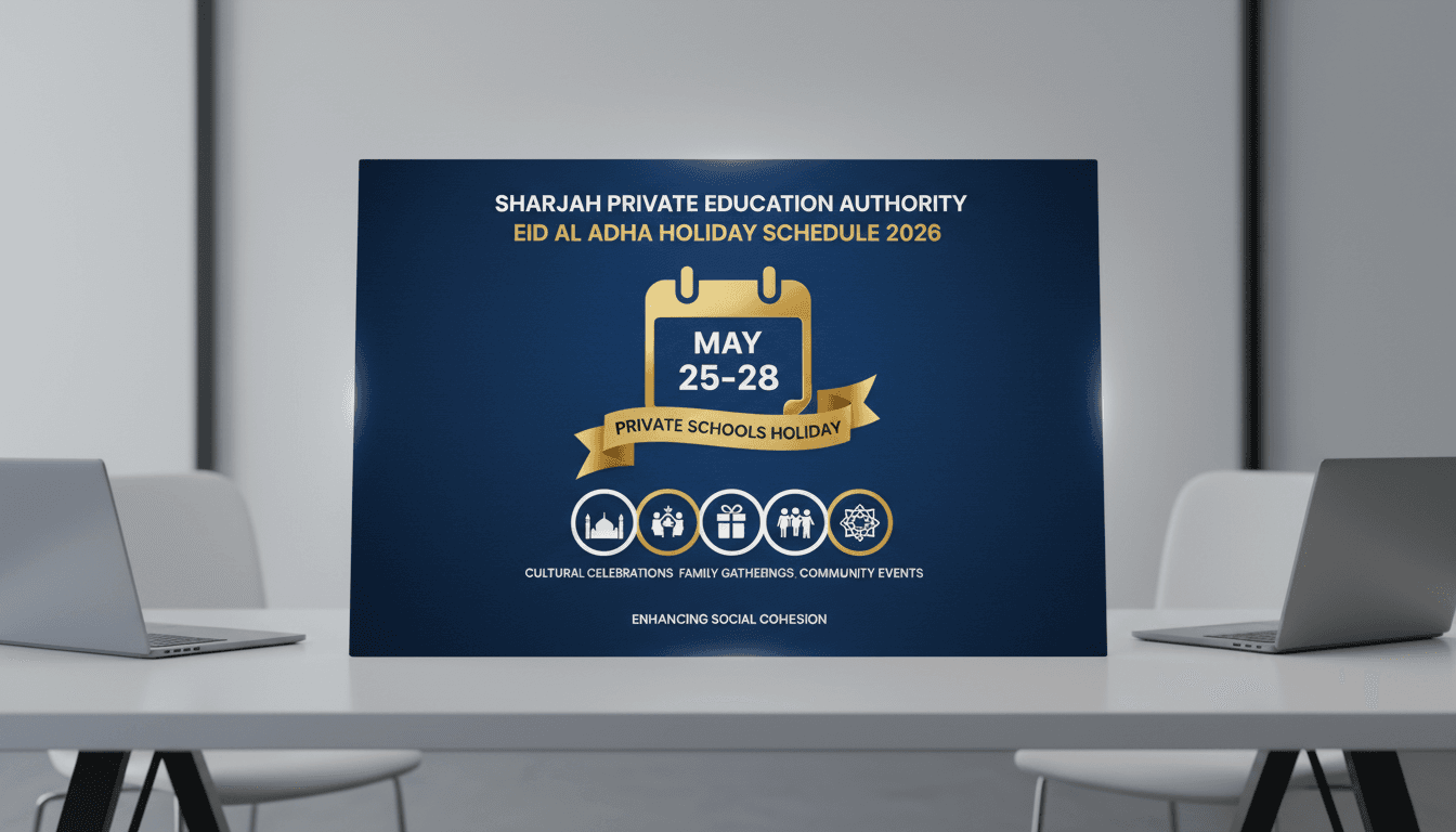 Eid Al Adha holiday schedule announcement for Sharjah private schools