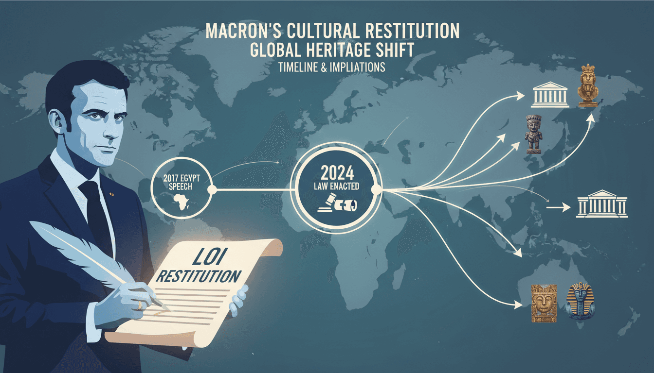 Macron signs law to return looted cultural artifacts to countries of origin