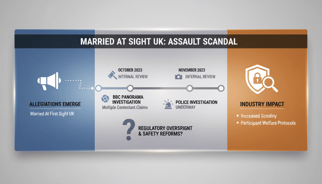 A visual representation of the allegations and investigation surrounding Married At First Sight UK.