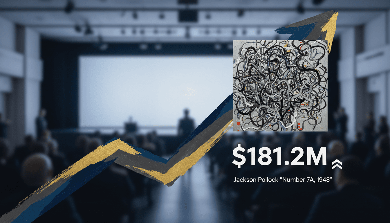 Jackson Pollock's 'Number 7A, 1948' painting displayed at Christie's auction