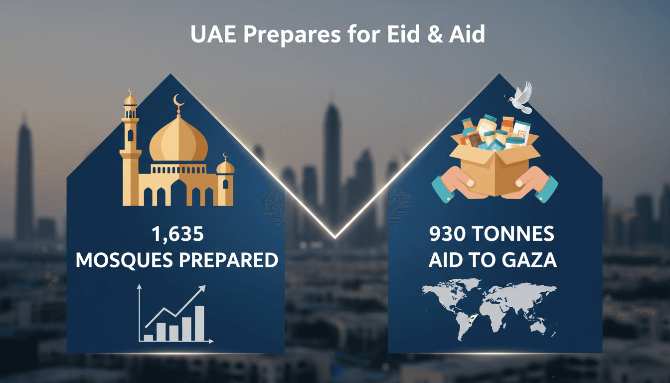 UAE mosques prepared for Eid Al Adha celebrations with humanitarian aid efforts.