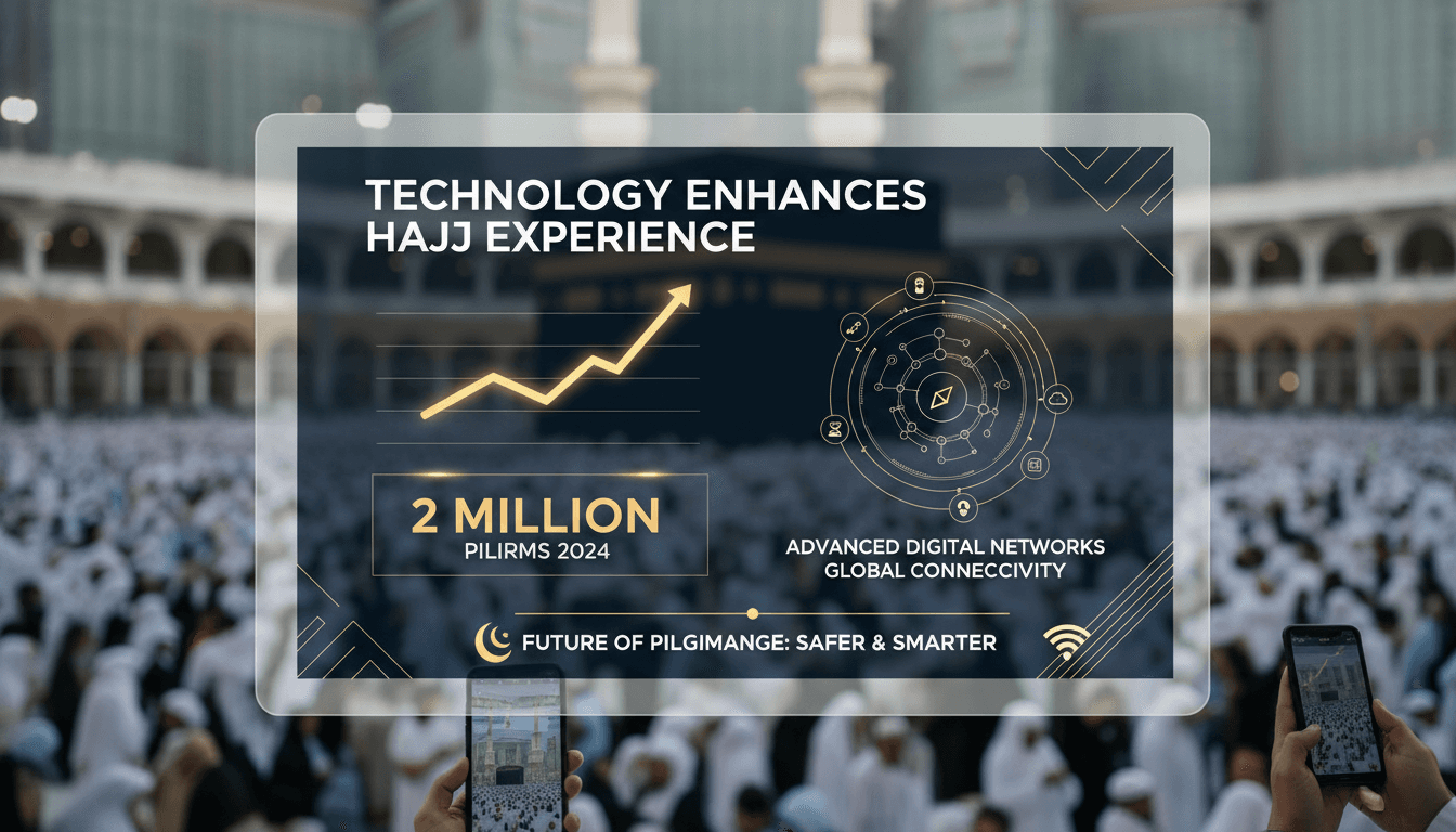 Pilgrims using smartphones during Hajj 2026 for documentation and sharing.