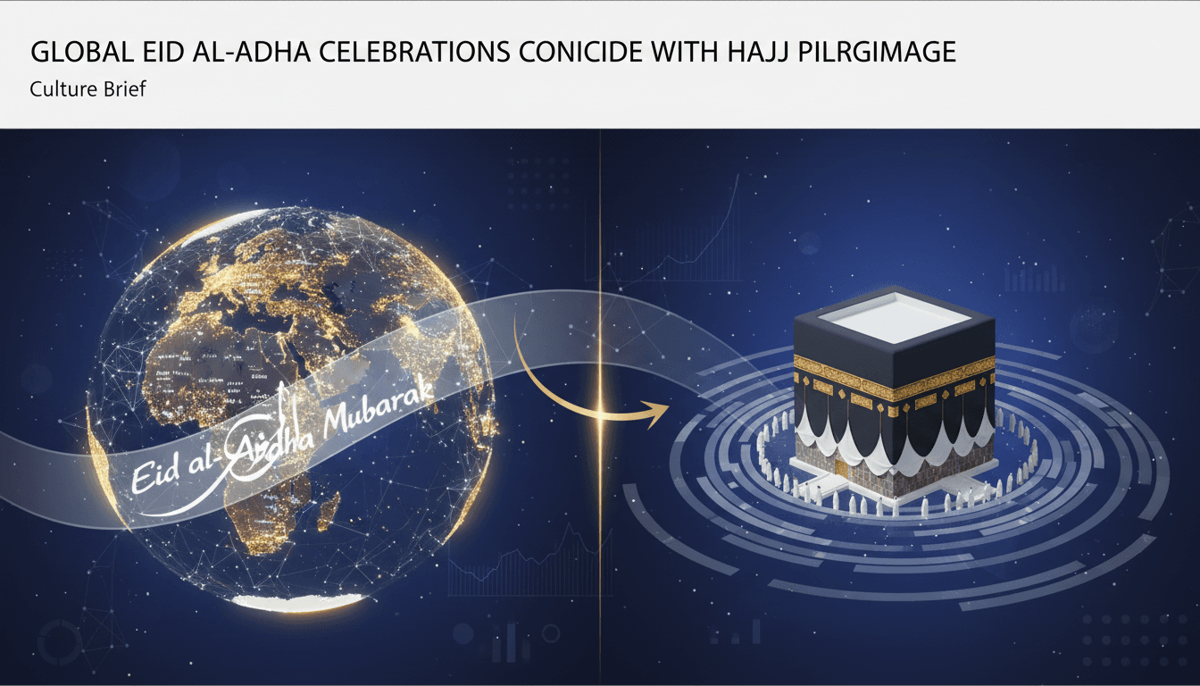Muslims celebrating Eid al-Adha during the Hajj pilgrimage in Saudi Arabia.