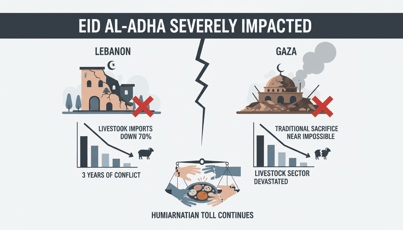 Families in Lebanon and Gaza facing challenges during Eid al-Adha celebrations due to ongoing conflict.