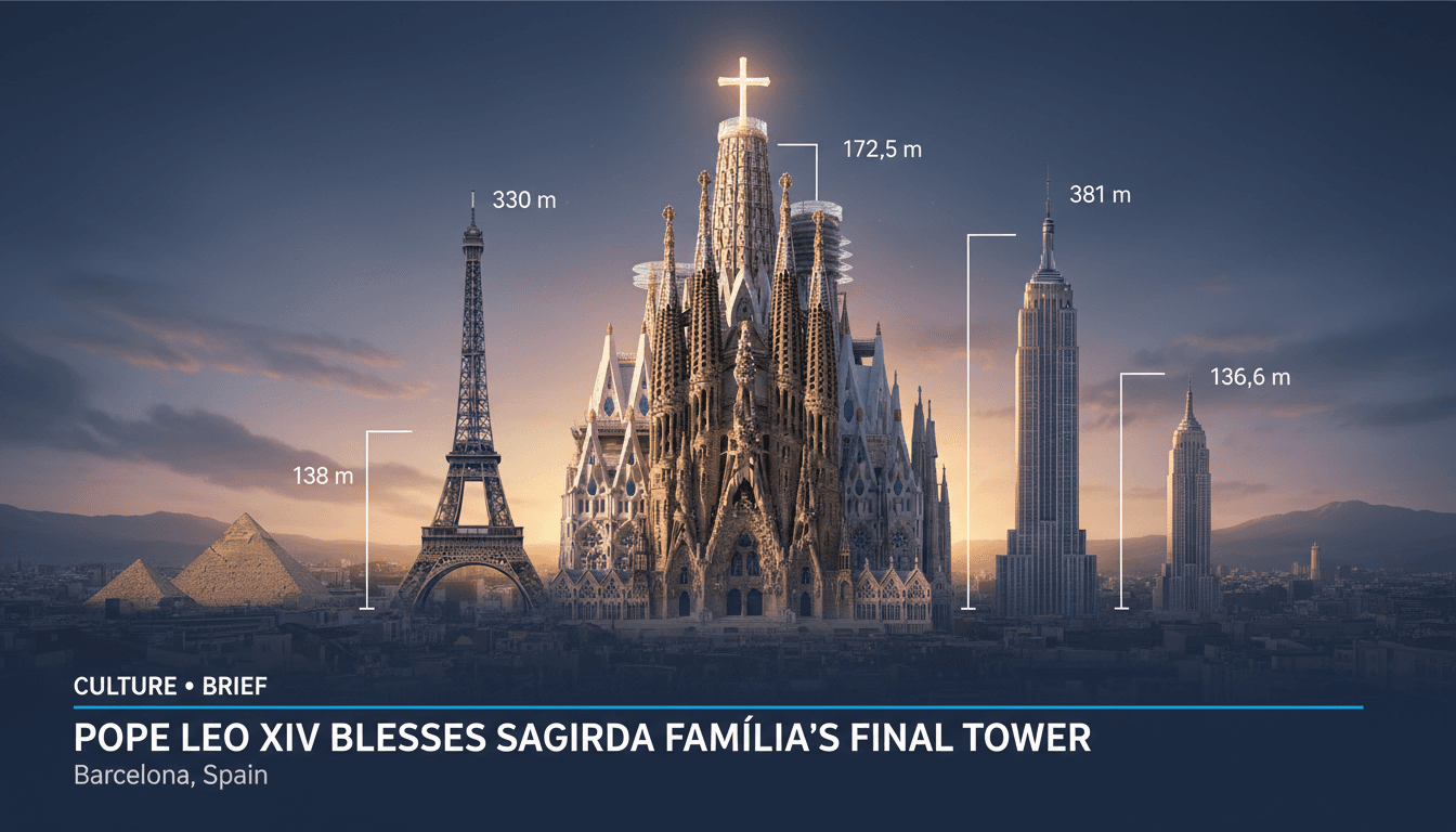 Pope Leo XIV blesses final tower of Sagrada Família in Barcelona