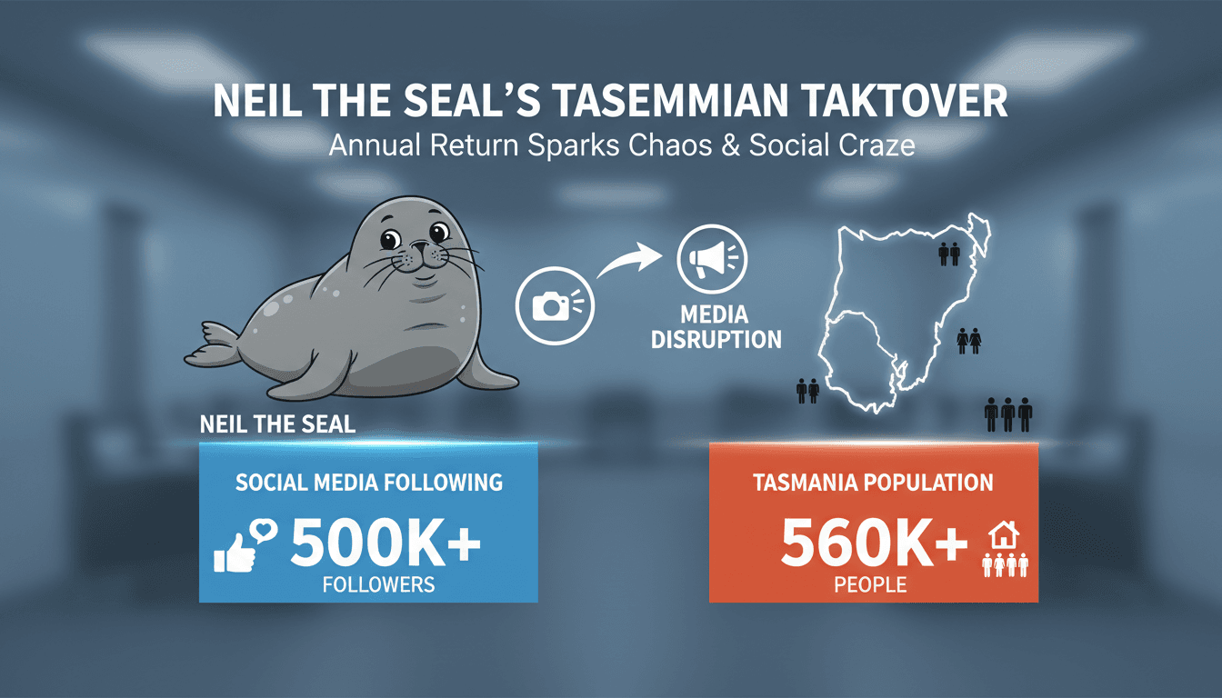 Neil the Seal causing disruption on a Tasmanian beach