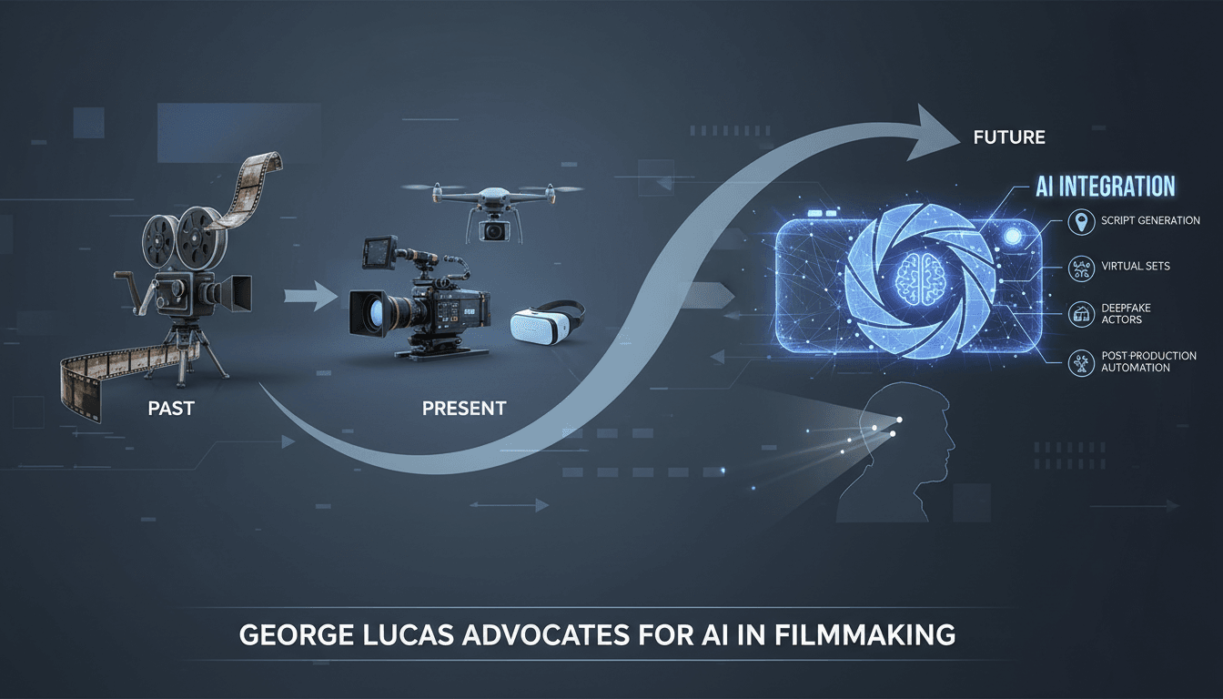 George Lucas discussing AI integration in filmmaking during an interview.
